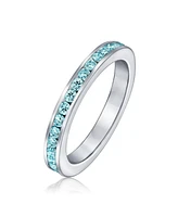 Bling Jewelry Cubic Zirconia Thin Stackable Cz Channel Set Eternity Band Ring Sterling Silver 3MM