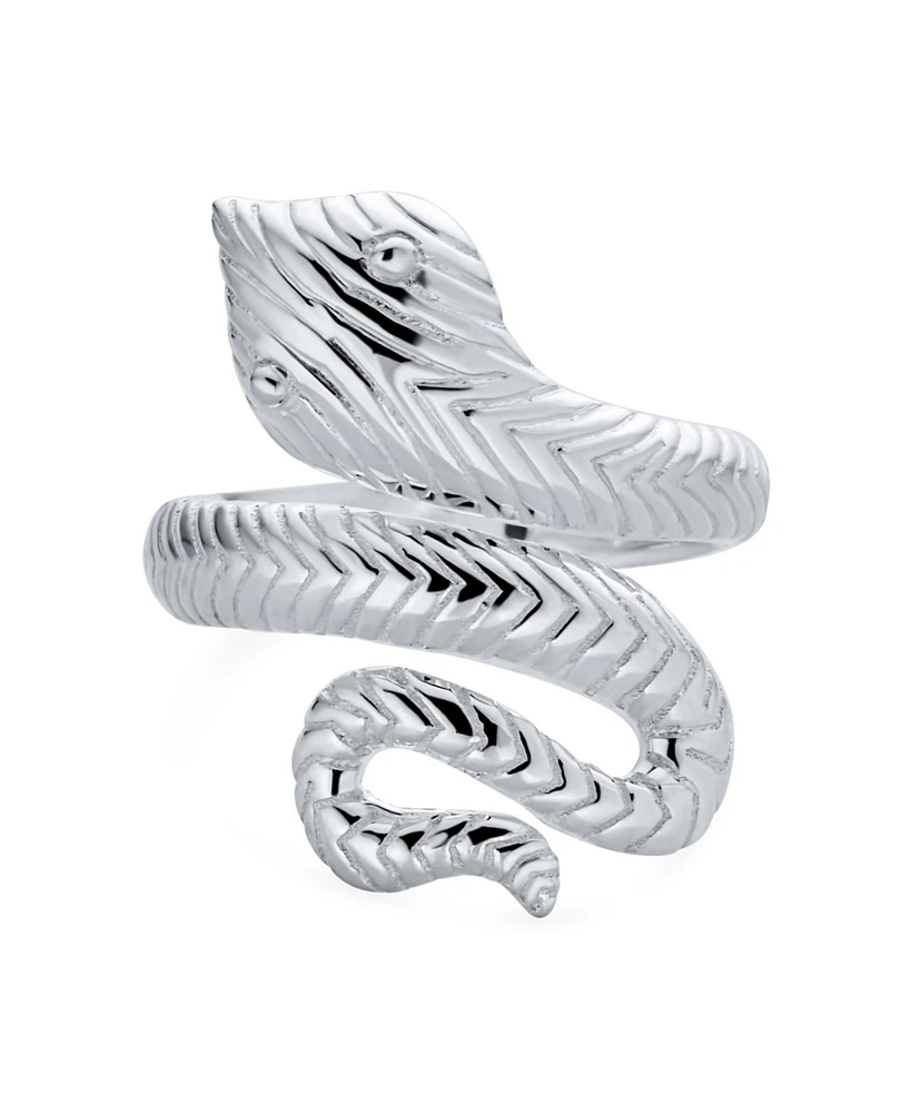 Bling Jewelry Boho Fashion Statement Retro Garden Animal Pet Reptile Egyptian Wrap Coil Serpent Snake Ring Band Women .925 Sterling Silver