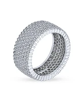 Bling Jewelry Pave Cubic Zirconia 5 Row Wide Cz Eternity Band Ring For Women .925 Sterling Silver