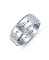 Bling Jewelry Simple Polished Titanium Band Ring Beveled Edge Silver Tone Comfort Fit 8MM