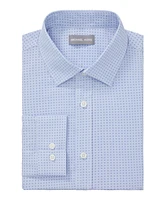 Michael Kors Men's Slim Fit Cotton Linen Untucked Print Dress Shirt