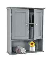 Costway Bathroom Wall Cabinet Medicine Storage Organizer with Adjustable Shelf & 2 Doors