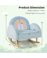 Toddler Rocking Chair Children's Upholstered Velvet Rocker Kids Armchair