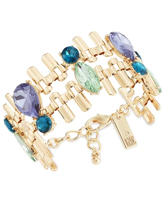 I.n.c. International Concepts Gold-Tone Multicolor Crystal & Stone Double-Row Flex Bracelet, Created for Macy's