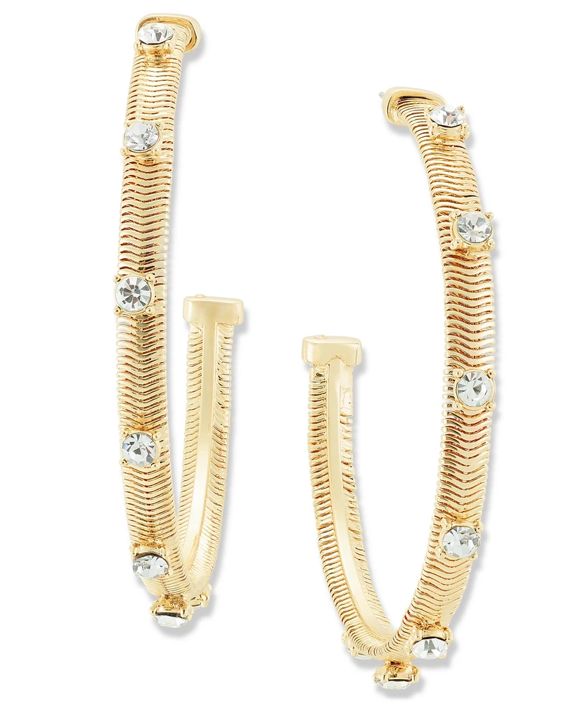 I.n.c. International Concepts Large Pave Studded Snake Chain C-Hoop Earrings, 2.15", Created for Macy's