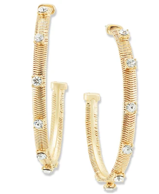 I.n.c. International Concepts Large Pave Studded Snake Chain C-Hoop Earrings, 2.15", Created for Macy's