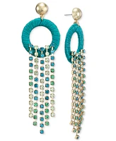 I.n.c. International Concepts Gold-Tone Color Crystal Fringe & Ribbon-Wrapped Circle Statement Earrings, Created for Macy's
