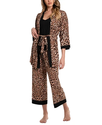 Linea Donatella Women's 3-Pc. Printed Travel Sleep Set