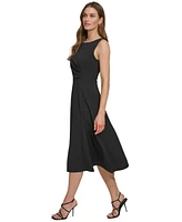 Dkny Women's Sleeveless Side-Ruched Midi Dress