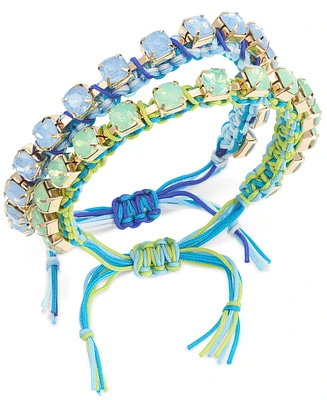 On 34th Gold-Tone 2-Pc. Set Color Crystal Cord Slider Bracelets, Created for Macy's