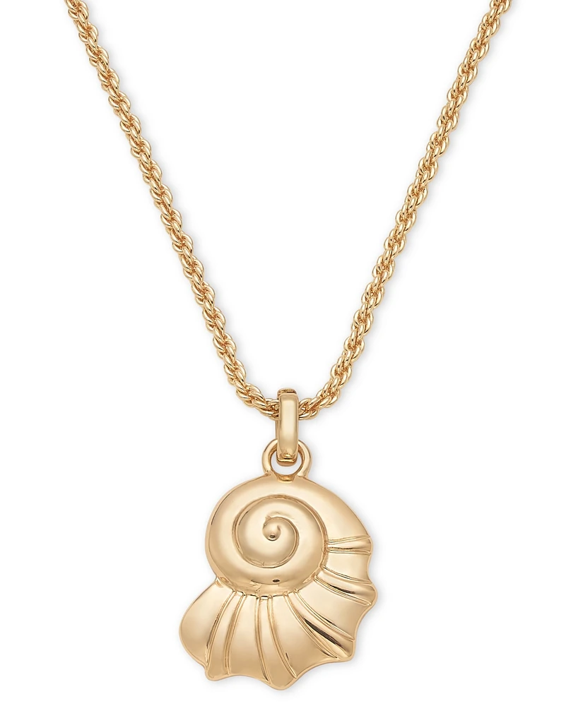 On 34th Gold-Tone Seashell Pendant Necklace, 38" + 2" extender, Created for Macy's