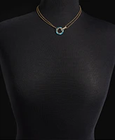 On 34th Gold-Tone Pave & Color Circle Double Chain Pendant Necklace, 16" + 2" extender, Created for Macy's