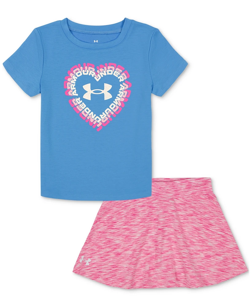 Under Armour Toddler & Little Girls Heart T-Shirt & Skort, 2 Piece Set