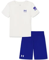 Under Armour Toddler & Little Boys Ua Freedom Flag Graphic T-Shirt Shorts, 2 Piece Set