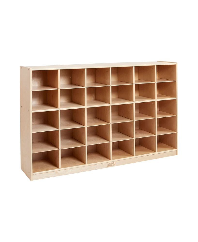 ECR4Kids 30 Cubby Mobile Tray Storage Cabinet, 5x6, Natural