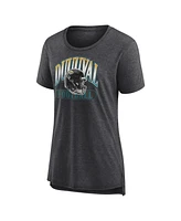 Women's Fanatics Heather Charcoal Distressed Jacksonville Jaguars Our Pastime Tri-Blend T-shirt
