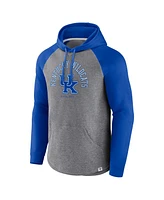 Men's Fanatics Royal, Heather Gray Kentucky Wildcats Wrap Up Raglan Pullover Hoodie