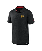 Men's Fanatics Black Chicago Blackhawks Authentic Pro Jacquard Polo Shirt