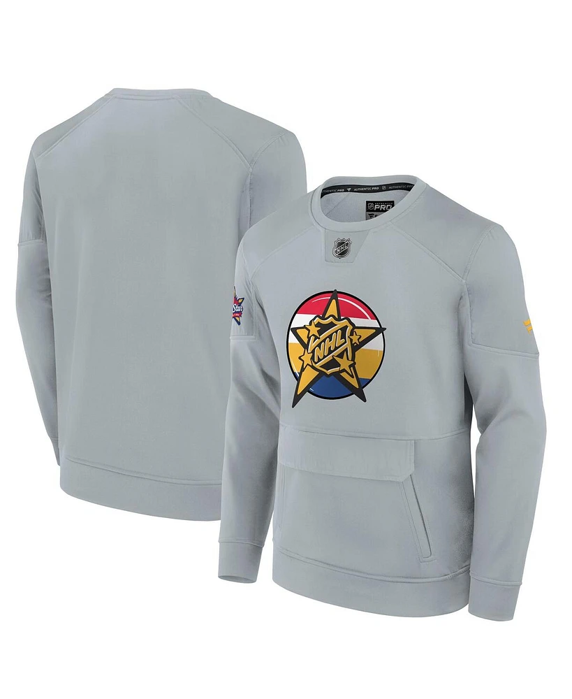 Men's Fanatics Gray 2024 Nhl All-Star Game Authentic Pro Tech Fleece Pullover Sweatshirt