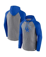 Men's Fanatics Royal, Heather Gray Kentucky Wildcats Wrap Up Raglan Pullover Hoodie