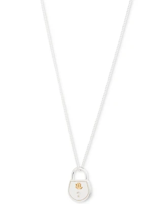 Lauren Ralph Lauren Two-Tone Sterling Silver Padlock Pendant 17" Necklace