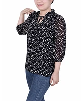 Ny Collection Women's 3/4 Sleeve Chiffon Blouse