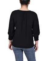 Ny Collection Women's 3/4 Sleeve Button Front Blouse