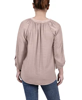 Ny Collection Women's Raglan Sleeve Split Neck Blouse Top