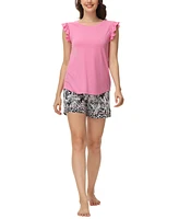 C. Wonder Women's Ruffle Sleeve Tank with the Shorts 2 Pc. Pajama Set