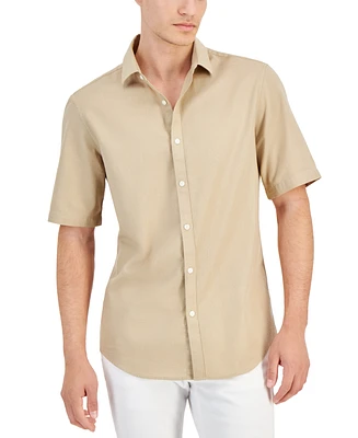 Alfani Men's Short-Sleeve Solid Textured Shirt, Created for Macy's