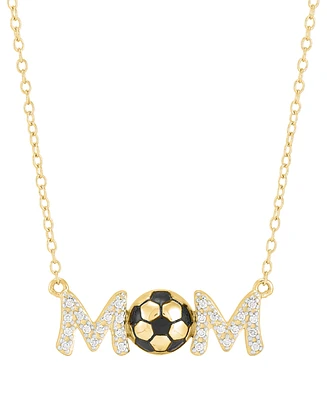 Diamond Soccer Mom Pendant Necklace (1/10 ct. t.w.) in Sterling Silver or 14k Gold-Plated Sterling Silver, 16" + 2" extender - Gold