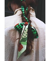 Jessie Zhao New York Silk Skinny Scarf of Green Wonderland