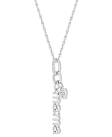 Diamond Heart Mama Pendant Necklace (1/20 ct. t.w.) in Sterling Silver or 14k Gold-Plated Sterling Silver, 16" + 2" extender