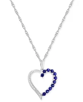 2-Pc. Set Lab-Grown Blue Sapphire (3/8 ct. t.w.) & Lab-Grown White Sapphire (1/4 ct. t.w.) Open Heart Pendant Necklace & Matching Stud Earrings in Ste