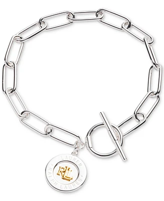 Lauren Ralph Lauren Sterling Silver & 18k Gold-Plated Vermeil Logo Charm Chain Bracelet