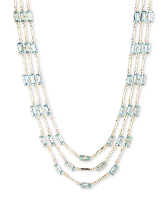 Lauren Ralph Lauren Gold-Tone Baguette Stone Layered Collar Necklace, 16" + 3" extender