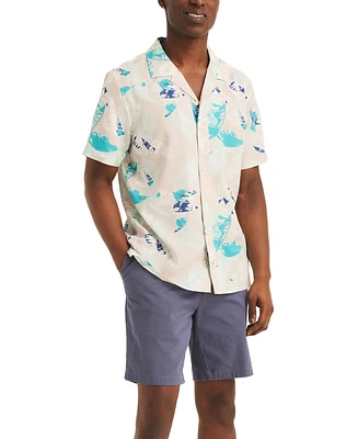 Men's Miami Vice Printed Short Sleeve Button-Front Camp Shirt