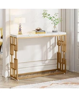 Tribesigns Gold Console Table, Modern 42.5" Sofa Tables Entryway Hallway Foyer Table, White Faux Marble Tabletop Sofa Table for Living Room, Easy Asse