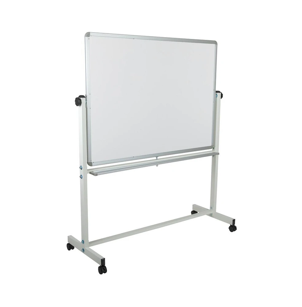 Double-Sided Mobile White Board Stand With Pen Tray