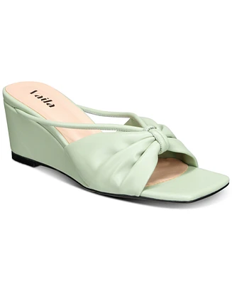 Vaila Shoes Women's Olivia Knotted Slide Wedge Sandals Extended Sizes 9-14