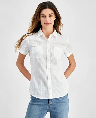 Tommy Hilfiger Women's Amelie Cotton Textured Camp Shirt
