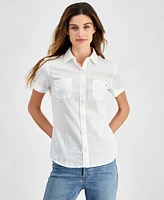 Tommy Hilfiger Women's Amelie Cotton Textured Camp Shirt