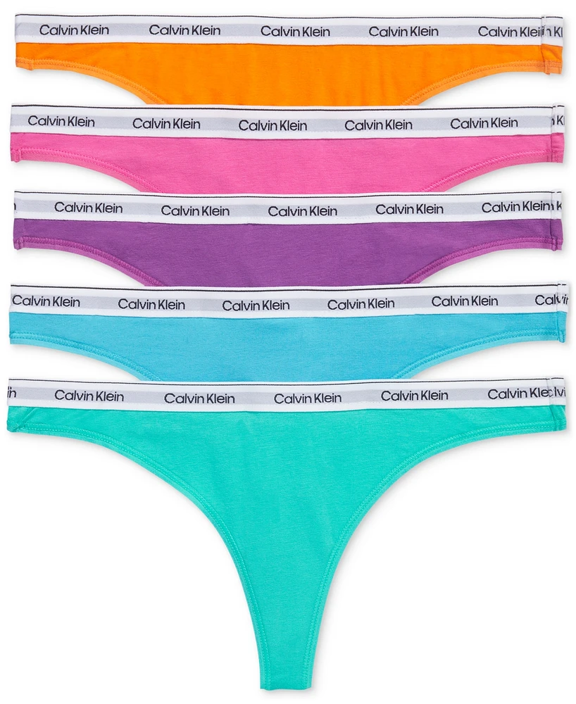 Calvin Klein Women's 5-Pk. Modern Logo Low-Rise Thong Underwear QD5221