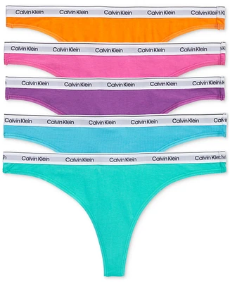 Calvin Klein Women's 5-Pk. Modern Logo Low-Rise Thong Underwear QD5221