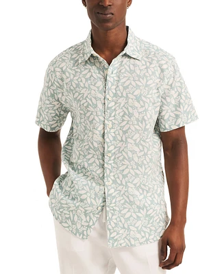 Nautica Men's Floral Print Short Sleeve Button-Front Shirt