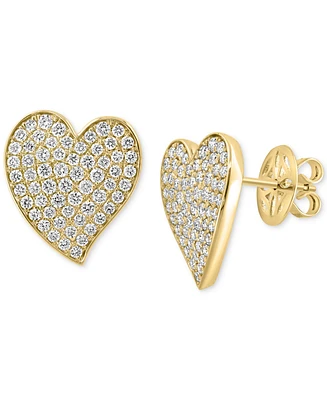 Effy Diamond Pave Heart Stud Earrings (1-1/20 ct. t.w.) in 14k Gold