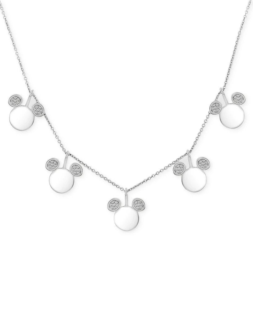 Wonder Fine Jewelry Diamond Mickey Mouse Dangle Collar Necklace (1/5 ct. t.w.) in Sterling Silver, 16" + 2" extender