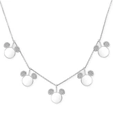 Wonder Fine Jewelry Diamond Mickey Mouse Dangle Collar Necklace (1/5 ct. t.w.) in Sterling Silver, 16" + 2" extender