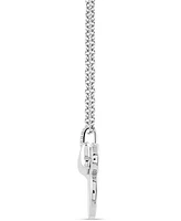 Wonder Fine Jewelry Diamond Accent Minnie Mouse Silhouette Pendant Necklace in Sterling Silver, 16" + 2" extender