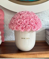 Rose Box Nyc Half Ball of Long Lasting Preserved Real Roses in Premium Ceramic Vase, 50